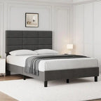Estructuras de cama individual tapizadas en lino con soporte de listones de madera maciza