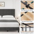 Estructuras de cama individual tapizadas en lino con soporte de listones de madera maciza