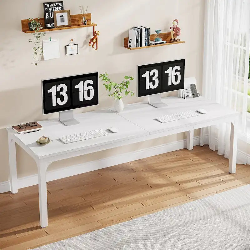 78.8 Escritorio extra largo para 2 personas con patas de metal para oficina en casa o dormitorio