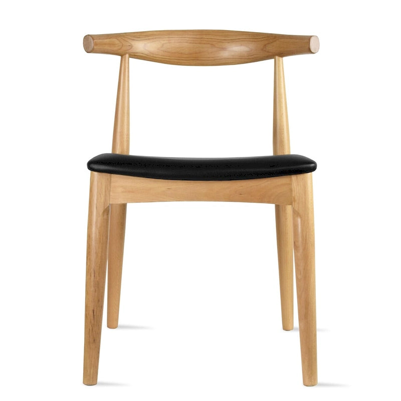 Sillas de comedor de madera oscura de nogal con asiento acolchado de cuero sintético o tela beige, para sala de estar, dormitorio, cocina o como sillas auxiliares de escritorio.