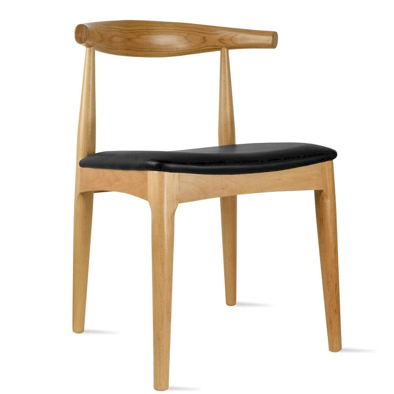 Sillas de comedor de madera oscura de nogal con asiento acolchado de cuero sintético o tela beige, para sala de estar, dormitorio, cocina o como sillas auxiliares de escritorio.