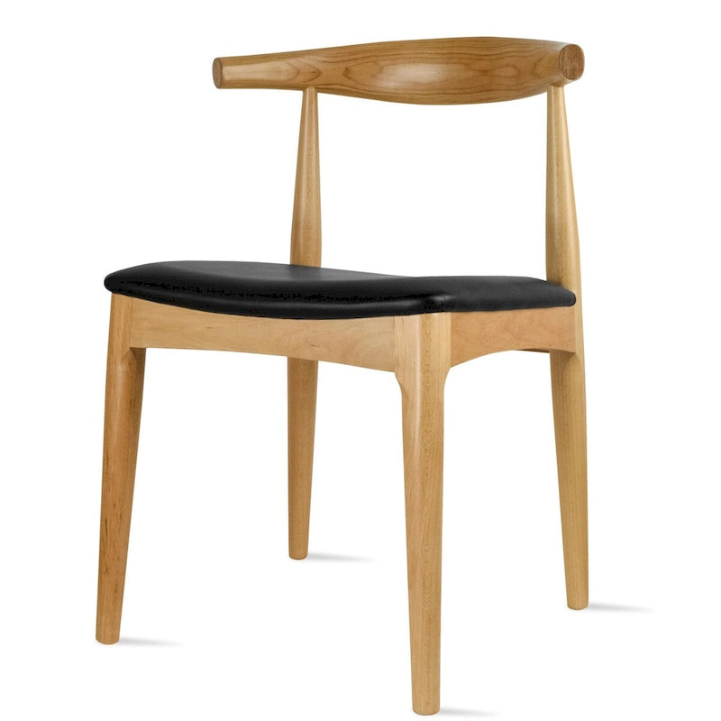 Sillas de comedor de madera oscura de nogal con asiento acolchado de cuero sintético o tela beige, para sala de estar, dormitorio, cocina o como sillas auxiliares de escritorio.