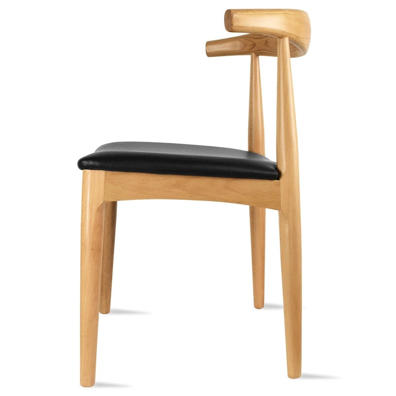 Sillas de comedor de madera oscura de nogal con asiento acolchado de cuero sintético o tela beige, para sala de estar, dormitorio, cocina o como sillas auxiliares de escritorio.