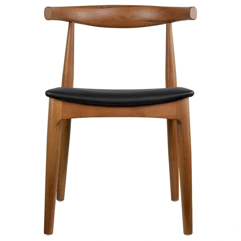 Sillas de comedor de madera oscura de nogal con asiento acolchado de cuero sintético o tela beige, para sala de estar, dormitorio, cocina o como sillas auxiliares de escritorio.