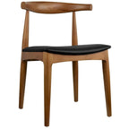 Sillas de comedor de madera oscura de nogal con asiento acolchado de cuero sintético o tela beige, para sala de estar, dormitorio, cocina o como sillas auxiliares de escritorio.