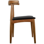 Sillas de comedor de madera oscura de nogal con asiento acolchado de cuero sintético o tela beige, para sala de estar, dormitorio, cocina o como sillas auxiliares de escritorio.