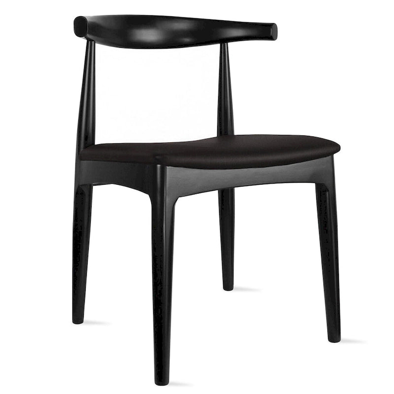 Sillas de comedor de madera oscura de nogal con asiento acolchado de cuero sintético o tela beige, para sala de estar, dormitorio, cocina o como sillas auxiliares de escritorio.