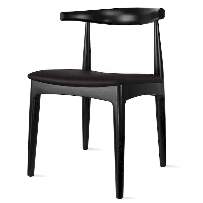 Sillas de comedor de madera oscura de nogal con asiento acolchado de cuero sintético o tela beige, para sala de estar, dormitorio, cocina o como sillas auxiliares de escritorio.