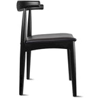 Sillas de comedor de madera oscura de nogal con asiento acolchado de cuero sintético o tela beige, para sala de estar, dormitorio, cocina o como sillas auxiliares de escritorio.