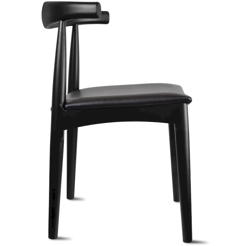 Sillas de comedor de madera oscura de nogal con asiento acolchado de cuero sintético o tela beige, para sala de estar, dormitorio, cocina o como sillas auxiliares de escritorio.