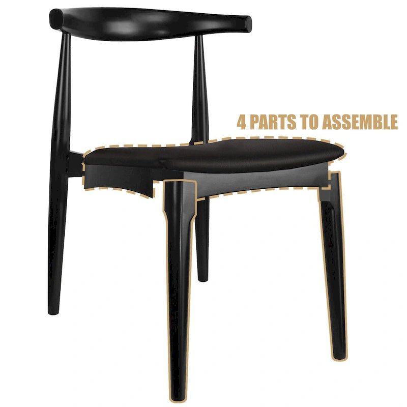 Sillas de comedor de madera oscura de nogal con asiento acolchado de cuero sintético o tela beige, para sala de estar, dormitorio, cocina o como sillas auxiliares de escritorio.