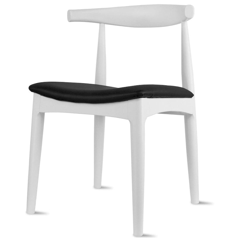 Sillas de comedor de madera oscura de nogal con asiento acolchado de cuero sintético o tela beige, para sala de estar, dormitorio, cocina o como sillas auxiliares de escritorio.
