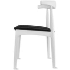 Sillas de comedor de madera oscura de nogal con asiento acolchado de cuero sintético o tela beige, para sala de estar, dormitorio, cocina o como sillas auxiliares de escritorio.