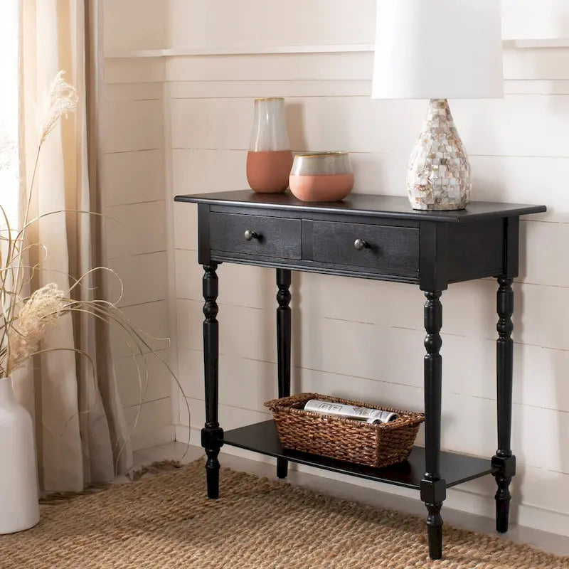 Mesa consola Arvilla Grey de 2 cajones - 37.8 x 13 x 31.9 - 38 Ancho x 13 Profundidad x 32 Alto