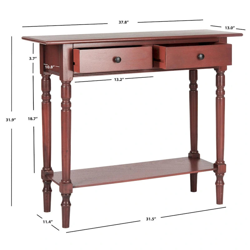 Mesa consola Arvilla Grey de 2 cajones - 37.8 x 13 x 31.9 - 38 Ancho x 13 Profundidad x 32 Alto
