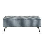 Cama tapizada con paneles de pana ancha Mavela con 2 mesitas de noche y banco, azul