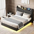 Base de cama Queen con almacenamiento, luz con sensor táctil y puerto USB