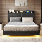 Base de cama Queen con almacenamiento, luz con sensor táctil y puerto USB