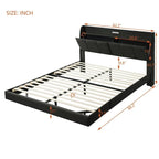 Base de cama Queen con almacenamiento, luz con sensor táctil y puerto USB