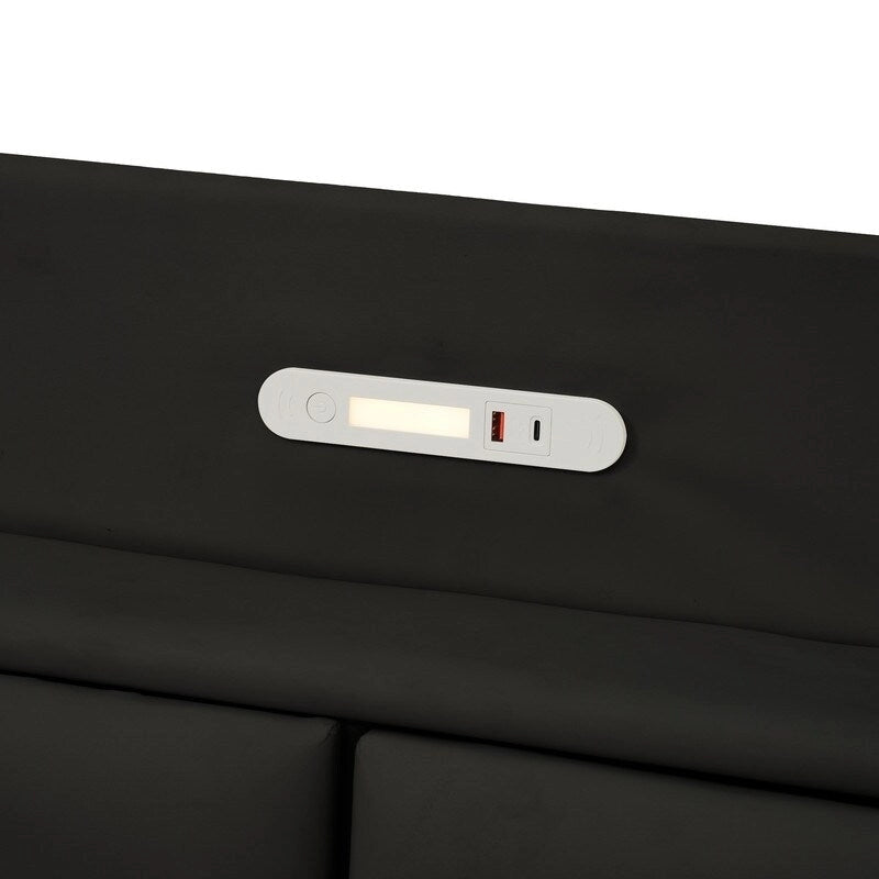 Base de cama Queen con almacenamiento, luz con sensor táctil y puerto USB