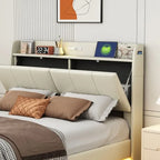 Base de cama Queen con almacenamiento, luz con sensor táctil y puerto USB