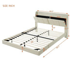 Base de cama Queen con almacenamiento, luz con sensor táctil y puerto USB