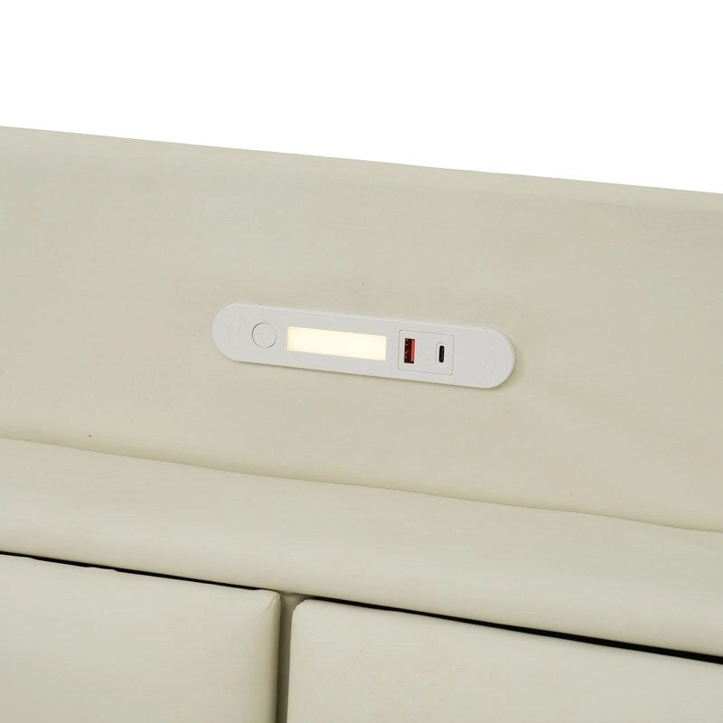 Base de cama Queen con almacenamiento, luz con sensor táctil y puerto USB