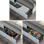 Cama de plataforma tamaño queen tapizada en bouclé Lilium Ivory con cajones de