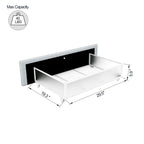 Cama de plataforma tamaño queen tapizada en bouclé Lilium Ivory con cajones de