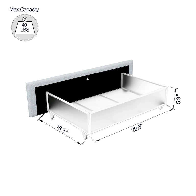 Cama de plataforma tamaño queen tapizada en bouclé Lilium Ivory con cajones de