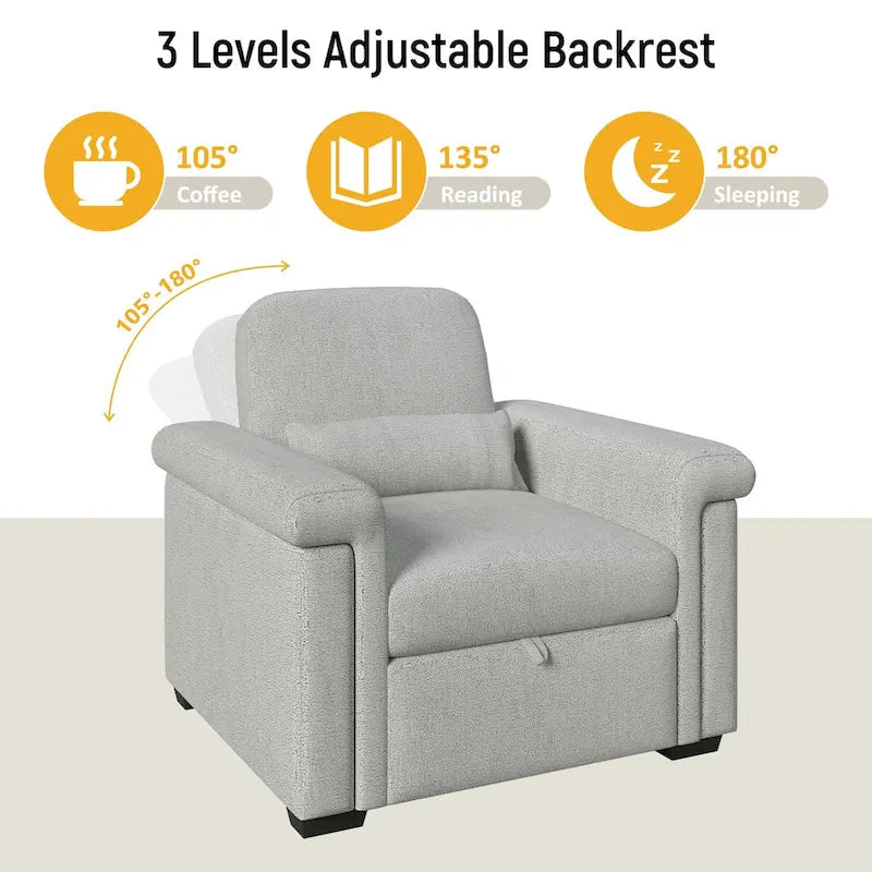 Sillón Sofá Cama Convertible 3 en 1 para Sala de Estar con Almohada