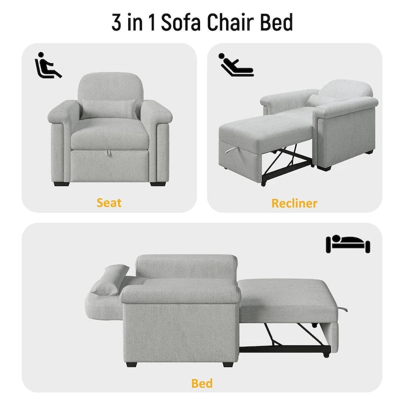 Sillón Sofá Cama Convertible 3 en 1 para Sala de Estar con Almohada