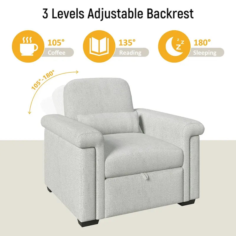 Sillón Sofá Cama Convertible 3 en 1 para Sala de Estar con Almohada