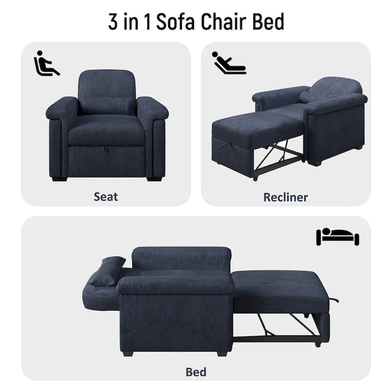 Sillón Sofá Cama Convertible 3 en 1 para Sala de Estar con Almohada