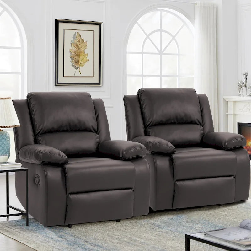 2 Sillones reclinables manuales tapizados con respaldo basculante