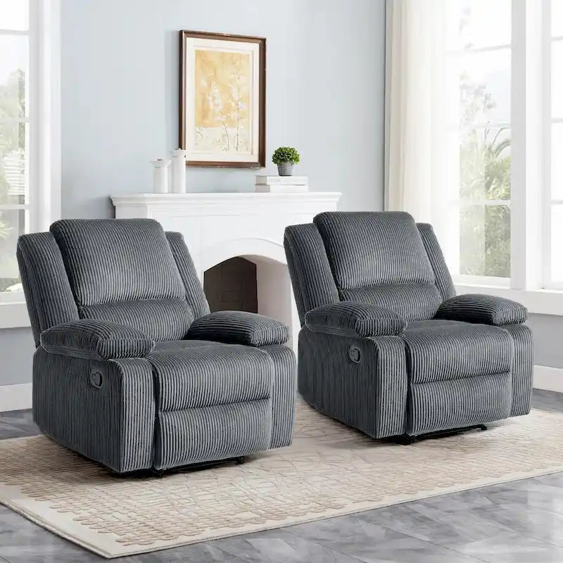 2 Sillones reclinables manuales tapizados con respaldo basculante
