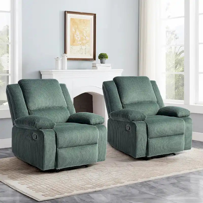 2 Sillones reclinables manuales tapizados con respaldo basculante