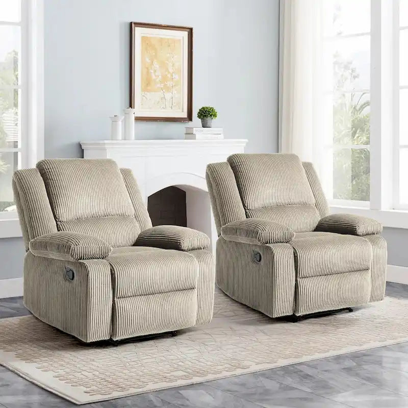 2 Sillones reclinables manuales tapizados con respaldo basculante