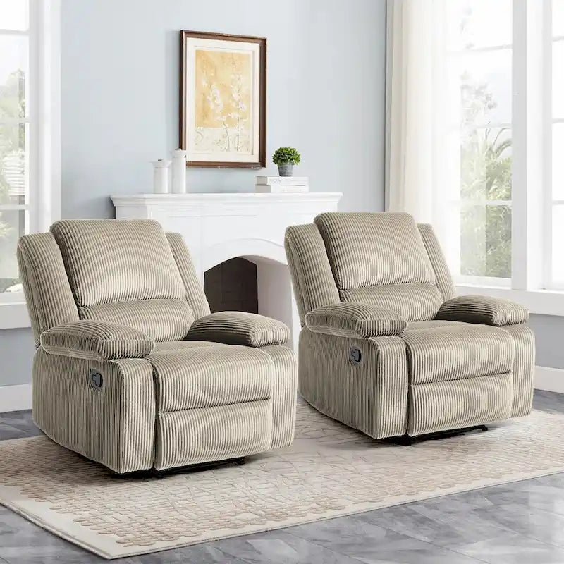 2 Sillones reclinables manuales tapizados con respaldo basculante