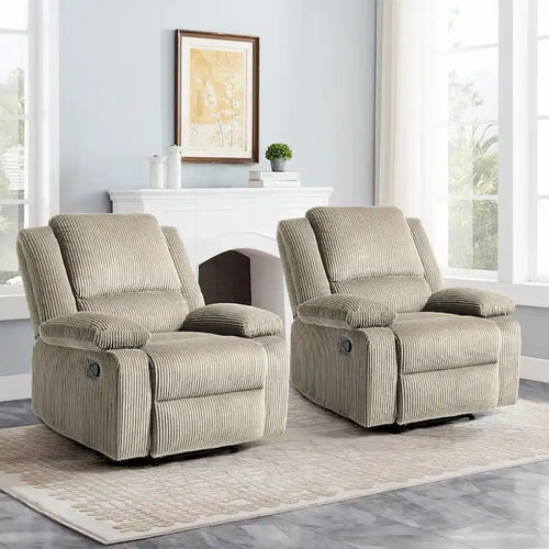 2 Sillones reclinables manuales tapizados con respaldo basculante