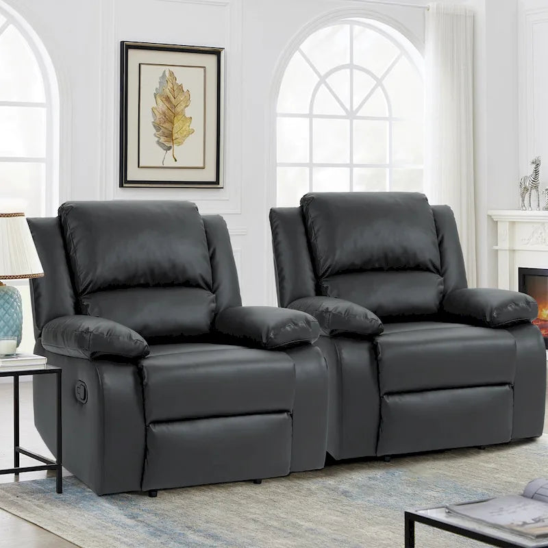 2 Sillones reclinables manuales tapizados con respaldo basculante