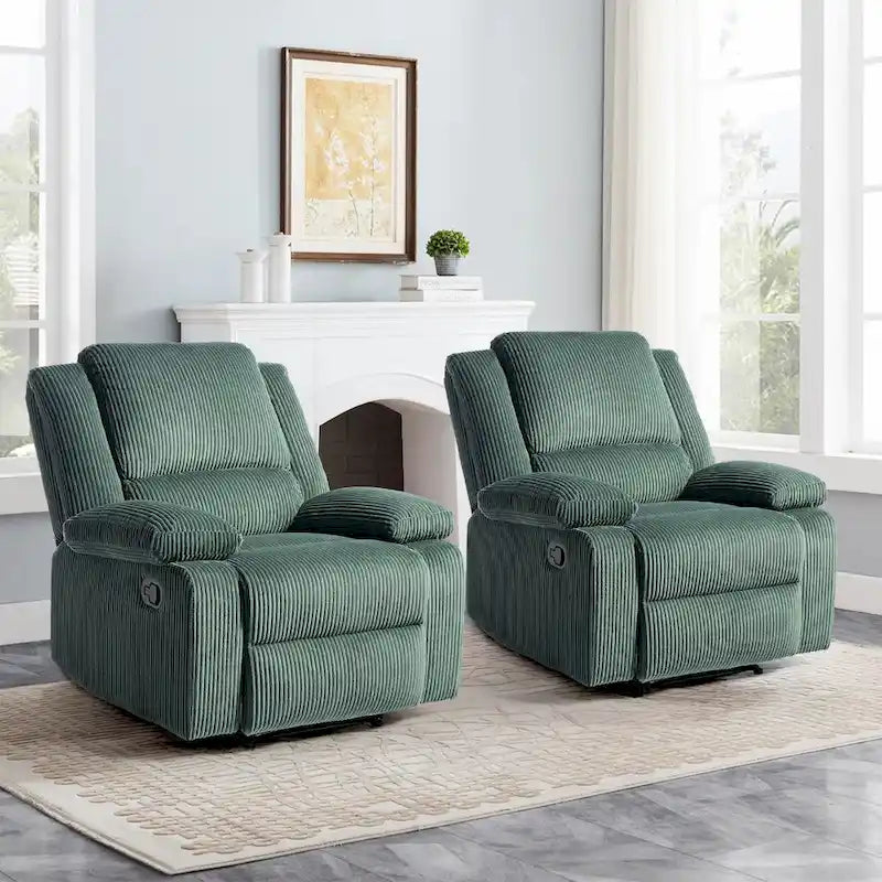 2 Sillones reclinables manuales tapizados con respaldo basculante