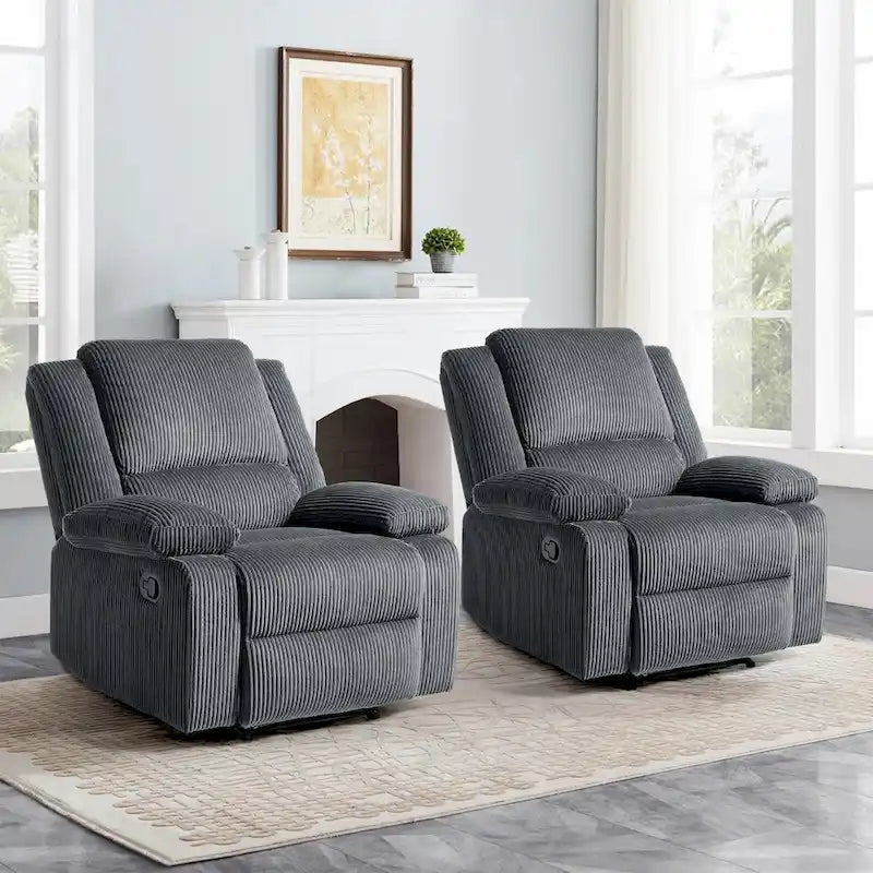 2 Sillones reclinables manuales tapizados con respaldo basculante
