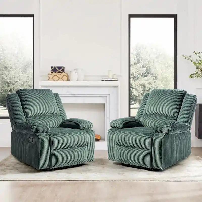 2 Sillones reclinables manuales tapizados con respaldo basculante