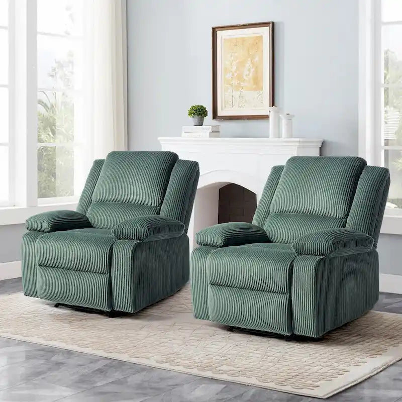 2 Sillones reclinables manuales tapizados con respaldo basculante
