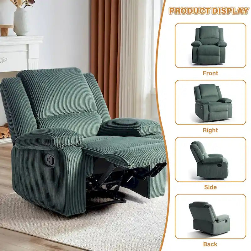 2 Sillones reclinables manuales tapizados con respaldo basculante