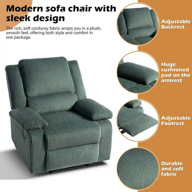 2 Sillones reclinables manuales tapizados con respaldo basculante