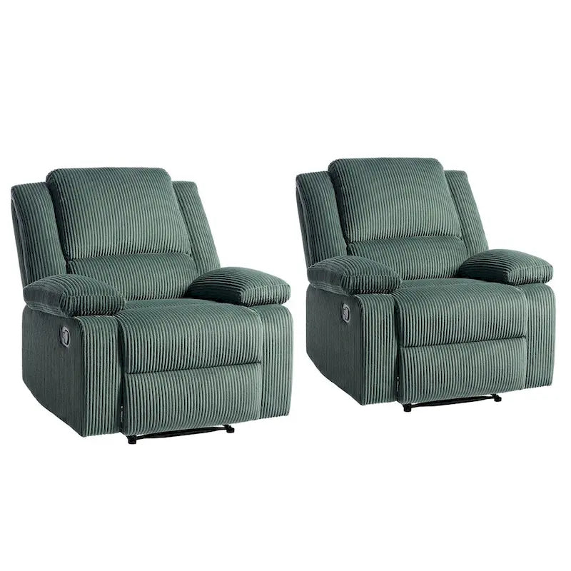 2 Sillones reclinables manuales tapizados con respaldo basculante