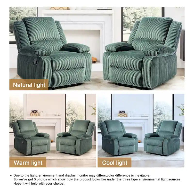 2 Sillones reclinables manuales tapizados con respaldo basculante