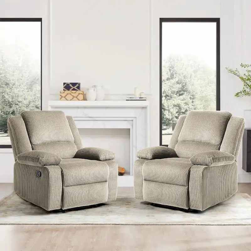 2 Sillones reclinables manuales tapizados con respaldo basculante